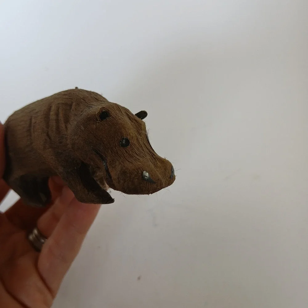 Vintage Pier 1 Paper Mache Wood Hippo Ornament